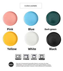 Close-up of Nordic matte ceramic plates in six colors compatible with ovens and microwaves