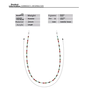 70cm colorful acrylic beaded glasses chain strap with 2mm diameter and 9g lightweight design