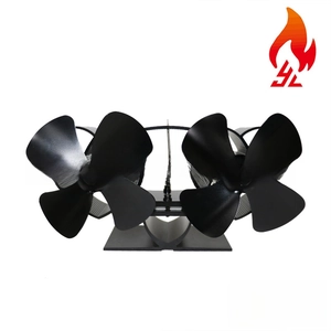 Dual-head heat powered fireplace fan with 8 blades for efficient wood stove air circulation