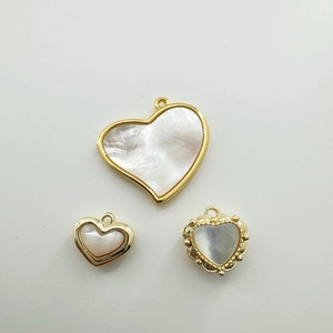 Heart Pendant Natural White Shell Mother Of Artificial Pearl Inlaid Copper 18K Gold Plated For DIY Necklace Bracelet Making Charm