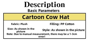 Detailed specifications of the plush cartoon cow 3-in-1 hat, scarf, and glove set