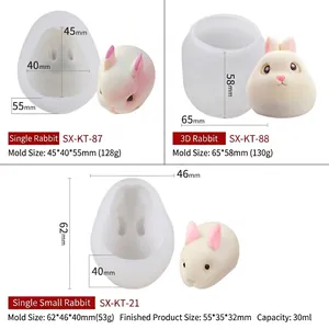 6-cavity rabbit silicone mold for DIY Easter cakes and jelly in three varied sizes