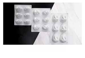 Macro detail of 6-cavity white silicone rabbit mold showing matte texture and flexibility