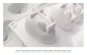 Detail of cross-shaped support structure on rabbit silicone mold for stability