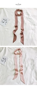 Satin finish silk scarves in rose gold and light pink for hair and bag accessories