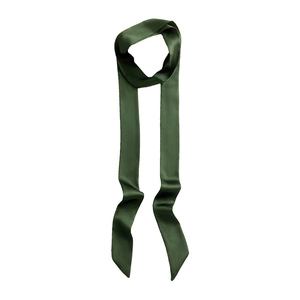 Solid dark green skinny silk scarf for handbag handles and hair styling decoration