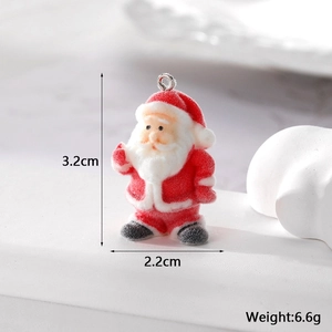 Flocked Santa Claus pendant for DIY jewelry making with dimensions 3.2cm x 2.2cm and 6.6g weight