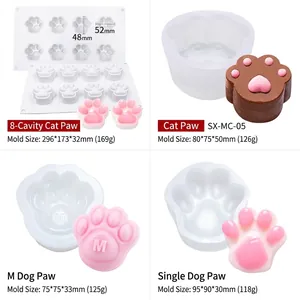 Moules en silicone pattes de chat et chien en tailles variées pour savons et bougies