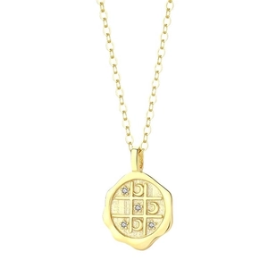 Exquisite gold-plated S925 silver necklace with zircon moon and star tic-tac-toe pendant