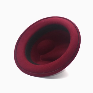 Classic wine red wool felt fedora hat with interior detail and sweatband