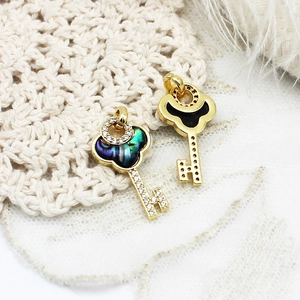 Exquisite 18k gold plated butterfly key pendants with abalone shell and zircon accents