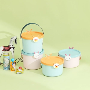 Cute Cartoon Animal Handheld Storage Bucket Plastic Candy Gift Box Wedding Favor Baby Shower Macaron Color Portable Pail