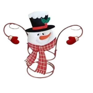 Christmas snowman metal wine bottle and glass holder stand for festive holiday decoration