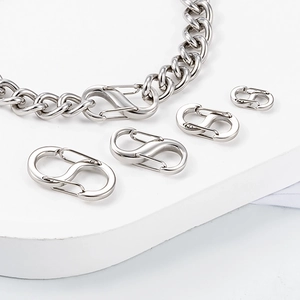 Silver stainless steel S-hook double spring clasp connectors for DIY jewelry making