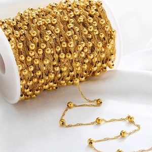Spool of gold-plated stainless steel water wave bead chain for DIY necklace making