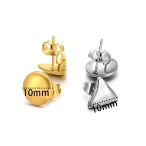 10mm geometric triangle and round stud earrings in gold and silver stainless steel