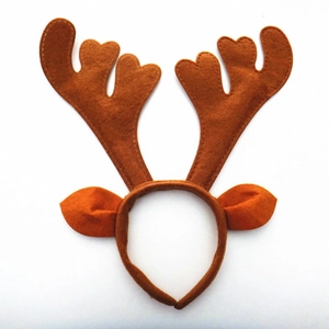 Brown reindeer antler headband with festive ears and bells for Christmas party cosplay