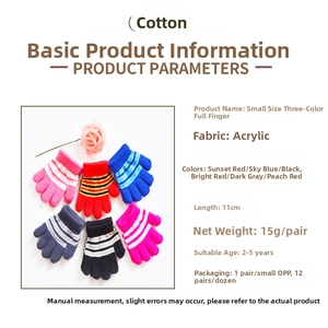 Detailed size parameters for winter knitted toddler gloves showing 11cm length and age range