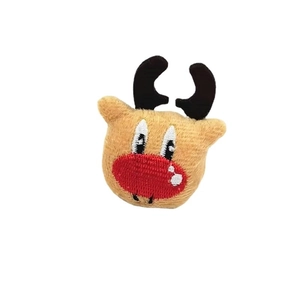 Cute plush reindeer head with red nose and black antlers for DIY Christmas crafts