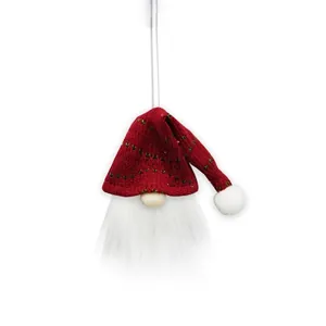 Style E Christmas gnome decoration with red knit hat and white beard hanging ornament