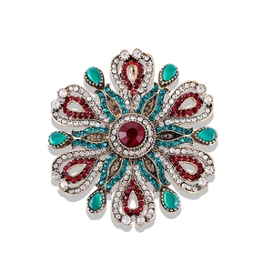 Alloy Rhinestone Brooch Pin Vintage Court Style Geometric Pattern With Artificial Gemstones Elegant Decorative Jewelry