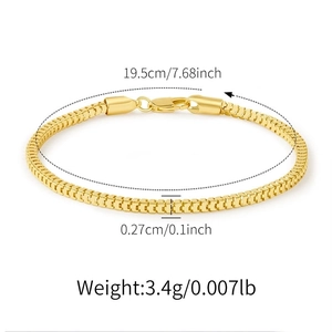 14K gold plated box chain bracelet measuring 19.5cm length and 0.27cm width for women