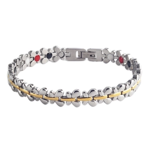 Two-tone stainless steel butterfly magnetic bracelet for men and women with colored inserts