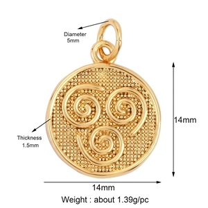 Detailed macro view of heart-shaped gold-plated zircon charm with spiral texture