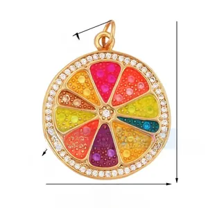 Detailed dimension guide for copper micro-pave star pendant with colorful enamel