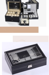 Detailansicht der Premium PU Leder Uhrenbox mit weichem Futter und Metallverschluss