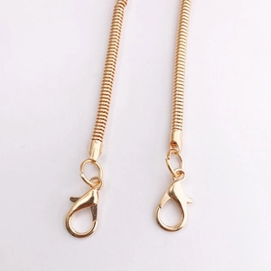 Detail of 110cm polished gold snake chain strap with lobster clasps for phone cases