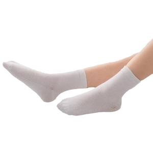 Light grey mid-calf ribbed socks for kids made of soft cotton on a white background