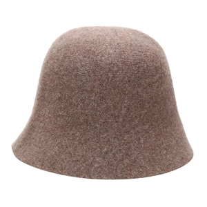 Elegant wool felt cloche bucket hat for women in camel brown with soft fabric texture