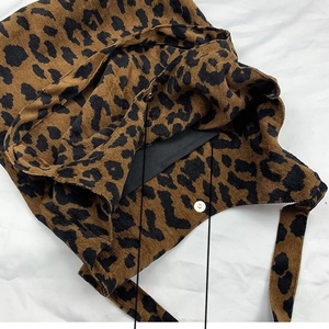 Chic leopard print corduroy tote bag with magnetic clasp and internal zip pocket