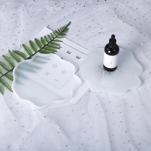 Irregular wave silicone mold with dropper bottle and glitter for DIY resin coaster making