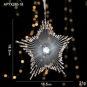 Sparkling 18.5cm star Christmas tree ornament with silver wire and gold glitter accents