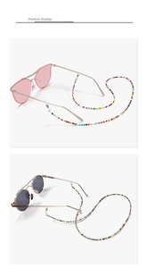 Detail of colorful beaded eyewear strap with adjustable silicone anti-slip loops