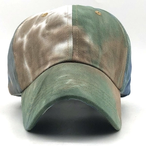 Colorful tie-dye cotton baseball cap with a metallic finish and curved brim for women