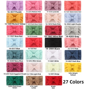 Detailed color chart showing 27 elastic nylon bow headbands for infant baby girls