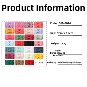 Detail view of 27 colors available for soft nylon baby headbands with bow design
