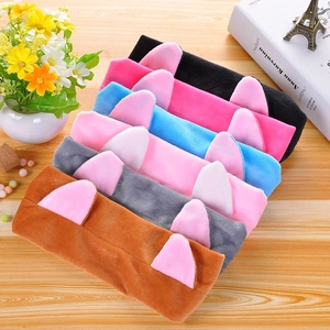 Set of 6 colorful plush cat ear headbands for face washing and makeup in soft material