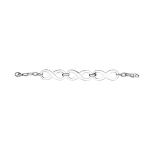 Minimalist silver infinity chain bracelet in stainless steel with adjustable lobster clasp