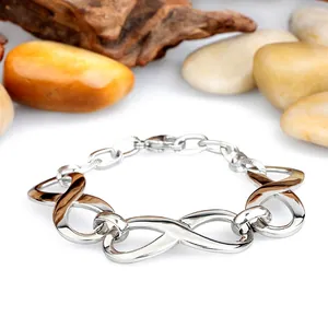 Polished Stainless Steel Infinity Symbol Link Bracelet For Women Minimalist Fashion Jewelry With Extension Chain