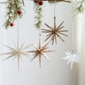 Sparkling Starburst Christmas Ornaments Hanging Glitter Star Tree Decoration Holiday Party Festive Home Decor Supplies