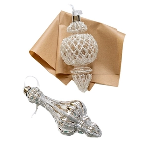Elegant glass Christmas ornaments with squirrel and droplet designs for tree decoration