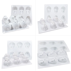 6-cavity white silicone rabbit mold for Easter DIY cakes and jelly desserts
