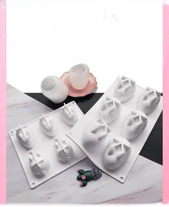 Detailed view of 3D bunny silicone molds for Easter cake and handmade candle making
