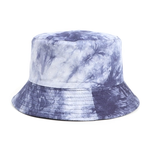 Chapeau bob réversible en coton avec motif tie-dye nuage bleu et blanc pour unisexe
