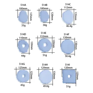 Size chart showing dimensions and weight for irregular silicone coaster resin molds