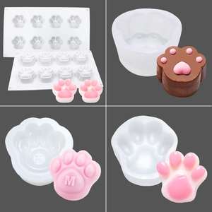 Moule En Silicone Patte Chat Chien DIY Savon Bougie Gâteau Cuisson Outil Empreinte Jouet Accessoire